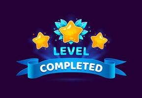 Level complete game asset, gui interface element vector