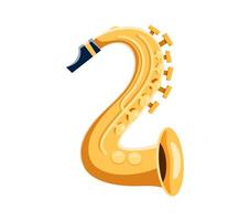 Saxophone musical instrument font 2 digit symbol vector