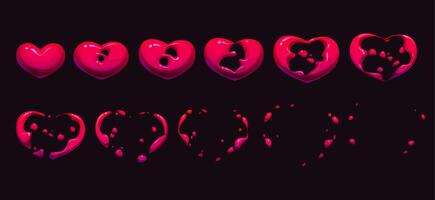 Heart explosion sprite, love game vfx animation vector