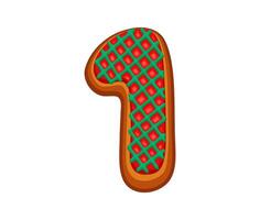 Gingerbread number one decorated with sweet icing vector