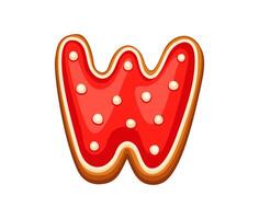 Gingerbread letter W with red icing and sprinkles vector