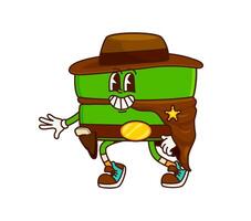 Groovy equal sign cowboy sheriff cartoon character vector