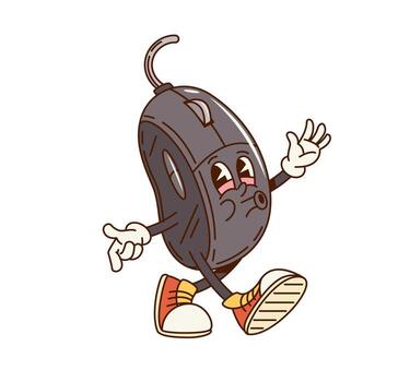 maravilloso computadora ratón retro dibujos animados personaje vector