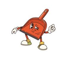 Cartoon dustpan groovy character give okay gesture vector