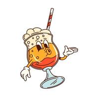 Groovy cocktail glass character with funny face vector