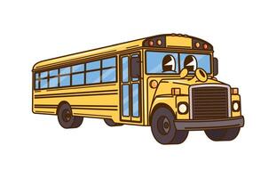 Groovy school bus education retro y2k character vector