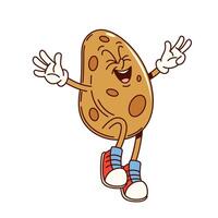 Cartoon groovy potato vegetable retro character vector