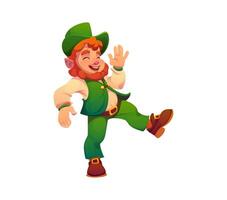 Irish leprechaun cartoon man character dancing vector
