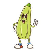 Cartoon groovy zucchini vegetable funny character vector