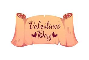 Valentine Day scroll with lettering and hearts vector
