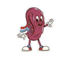 Groovy human spleen character with wide smile vector