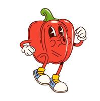 Groovy bell pepper vegetable character jogging vector