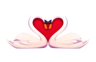 Two elegant swans creating heart shape with necks vector