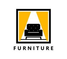 Interior design, furniture store icon or symbol vector