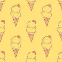 Seamless pattern with ice cream doodle for decorative print, wrapping paper, greeting cards, wallpaper and fabric vector