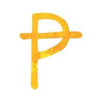 Hand drawn peseta Gold currency symbol Brush stroke doodle Single element for design vector