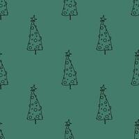 Seamless pattern with geometric minimal scandinavian Christmas tree doodle for decorative print, wrapping paper, greeting cards and fabric vector