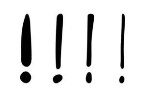 Hand drawn ink exclamation mark illustration in sketch style. Elements for design vector