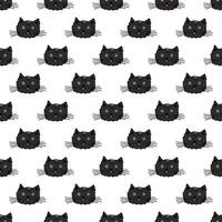 Seamless pattern with cat muzzle doodle for decorative print, wrapping paper, greeting cards, wallpaper and fabric vector