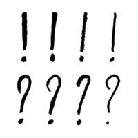 Hand drawn ink question and exclamation mark illustration in sketch style. Elements for design vector