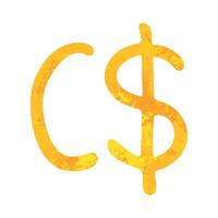 Hand drawn canadian dollar currency symbol. Brush stroke doodle. Single element for design vector