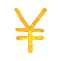 Hand drawn yen Gold currency symbol Brush stroke doodle Single element for design vector