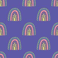 Seamless pattern with rainbow doodle for decorative print, wrapping paper, greeting cards, wallpaper and fabric vector
