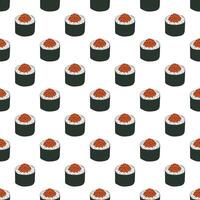 Seamless pattern with sushi roll for decorative print, wrapping paper, menu, wallpaper and fabric vector