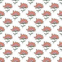 Summer seamless pattern with red flowers doodle for decorative print, wrapping paper, greeting cards, wallpaper and fabric vector