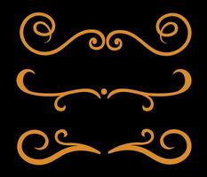 Calligraphic ornamental element set on orange colour vector