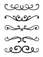 Calligraphic 5 ornamental element set vector