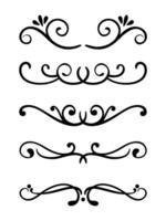 Calligraphic 5 ornamental art element set vector