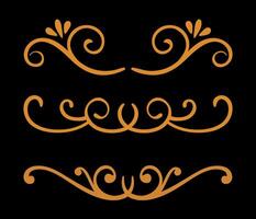 Calligraphic 3 ornamental element set art in orange vector