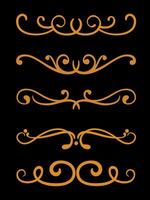 Calligraphic 5 ornamental art element set on orange vector