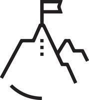 A black and white image of a mountain with a flag on top vector