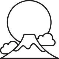A mountain with clouds and a sun in the background vector