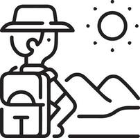 A man with a backpack and hat is standing in the desert vector