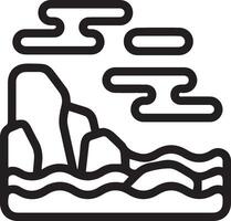 A black and white illustration of a rock in the ocean vector