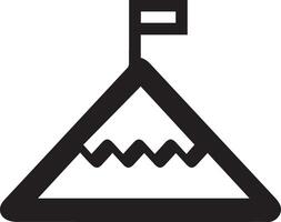 A black and white image of a mountain with a flag on top vector