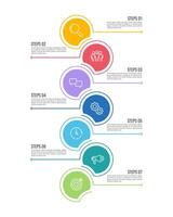 Vertical infographic with 7 colorful circles to success. Presentation, Banner, Brochure and Plan. vector