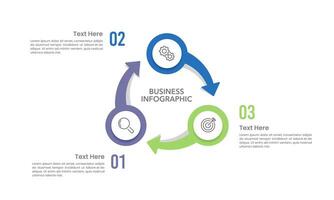 Circle with arrow Infographic 3 Processes to Business Success. Presentation, Plan, Strategy and Cycle. vector
