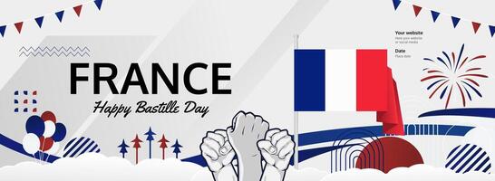 Bastille Day abstract art concept with the iconic French flag, symbolizing freedom and unity. vector