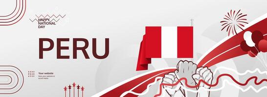 Creative abstract art celebrating Peru National Day, capturing the essence of independence and national pride. Good for sporting event, new years, and web banner. vector