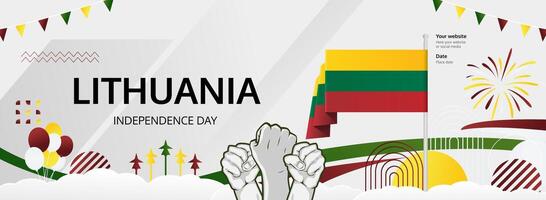 Lithuania Independence Day abstract concept with vibrant flag colors. Perfect for creative banners and celebrating the nations freedom. Independence Day Horizontal Banner. vector