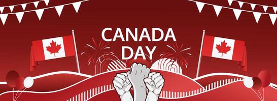 Eye-catching abstract art with the colors of the Canadian flag for Canada Day. Perfect for creating festive posters, web banners, and greeting cards. vector