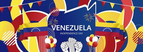 Venezuela independence banner with abstract shape concept. Perfect for horizontal posters to honor the national day. Good for various event like sport and Independence Day. vector
