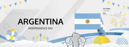 Abstract design that captures the essence of Argentina Independence Day, with bright colors that reflect the spirit of freedom and pride. vector
