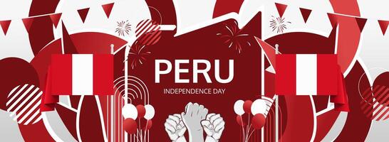 A bold abstract concept celebrating Peru National Day and its rich history of independence and unity. Good for poster, sporting event, web banners and more vector