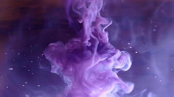 Ethereal violet smoke swirls rising gracefully 3d rendering image. Dreamy mysterious background wallpaper colorful realistic. Delicate curves. Dreamlike abstraction concept idea photo