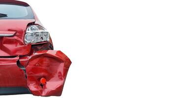 Isolated Damaged Car with Space for Text on Collision Insurance photo